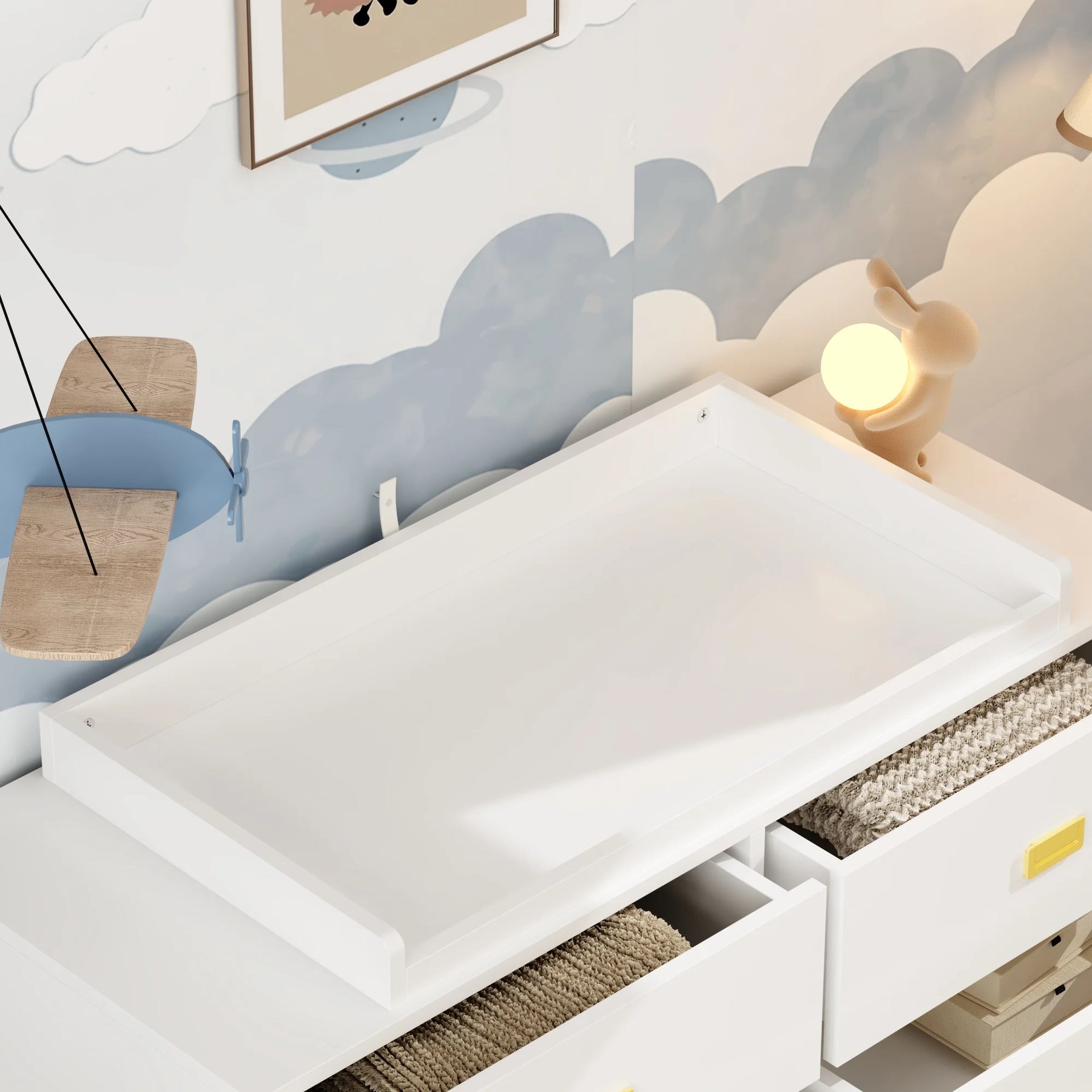 OXYLIFE 45" Baby Nursery Changing Table Dresser with 4 Drawers and Shelf for Nursery Room, White - Product image 74