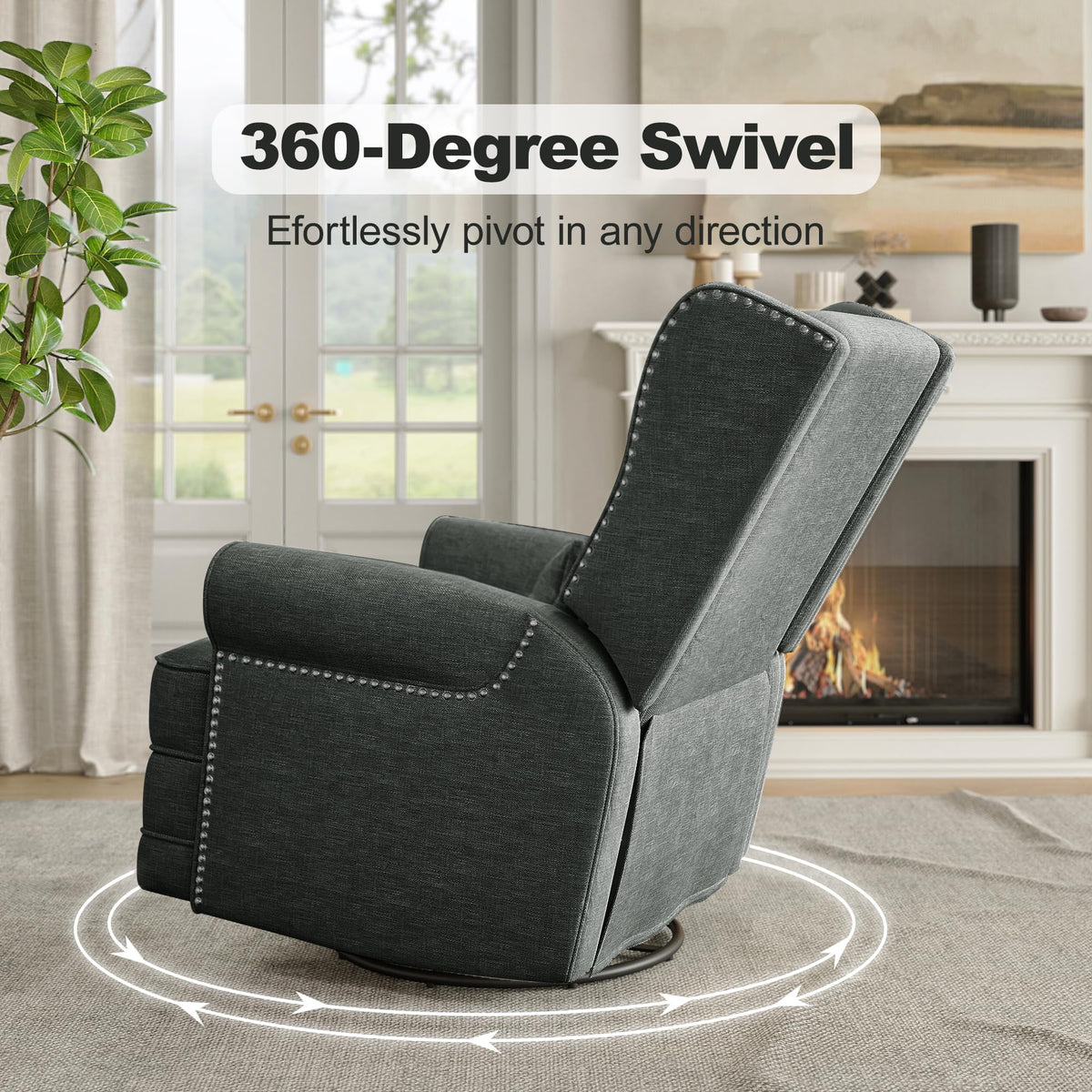 Royalcraft Swivel Nursery Glider Recliner, Comfy Upholstered Glider Chair with Lumbar Pillow and Footrest - Product image 16