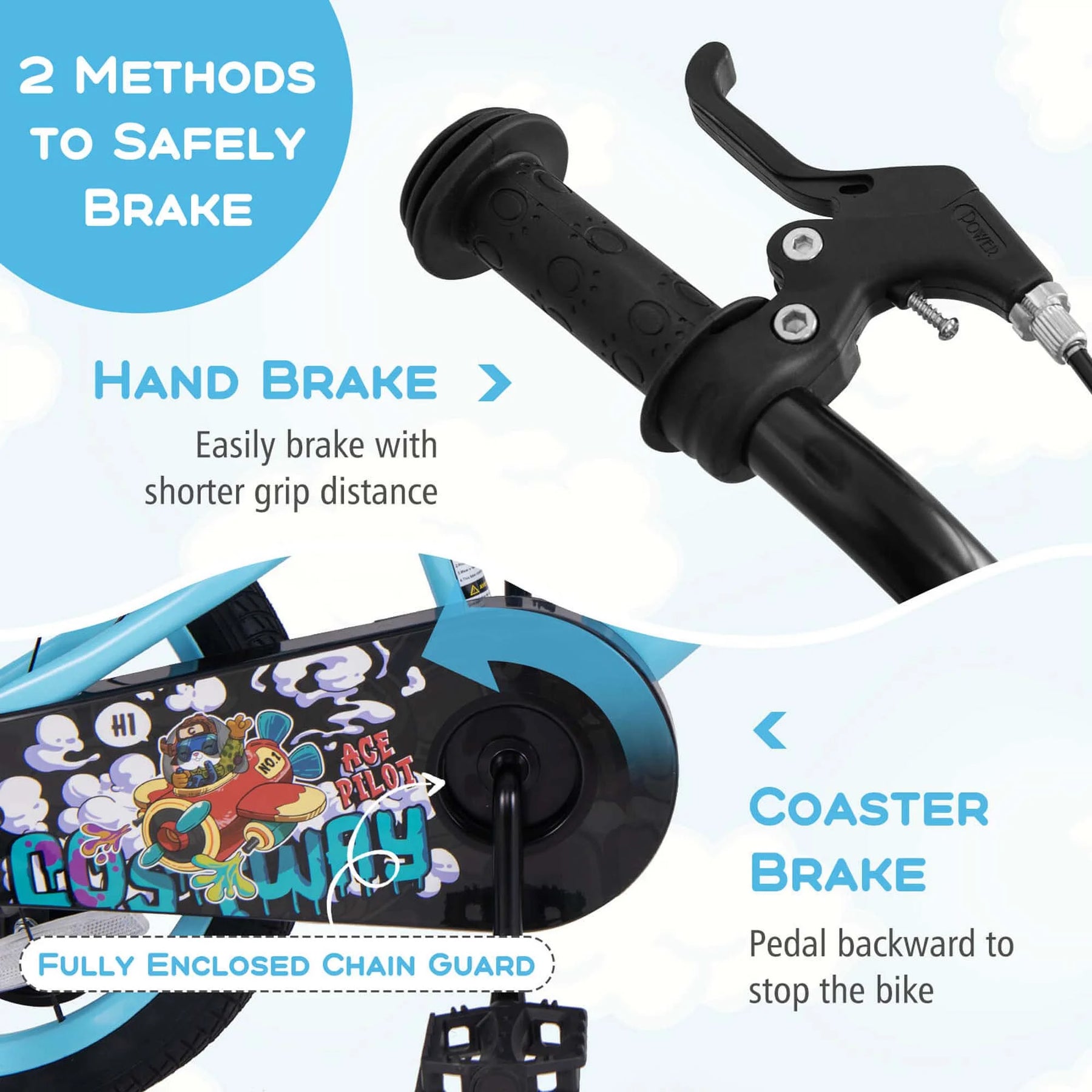 Costway 16" Kid'S Bike for 4 - 7 with Height - Adjustable Handlebar & Saddle Handbrake Blue - Product image 10
