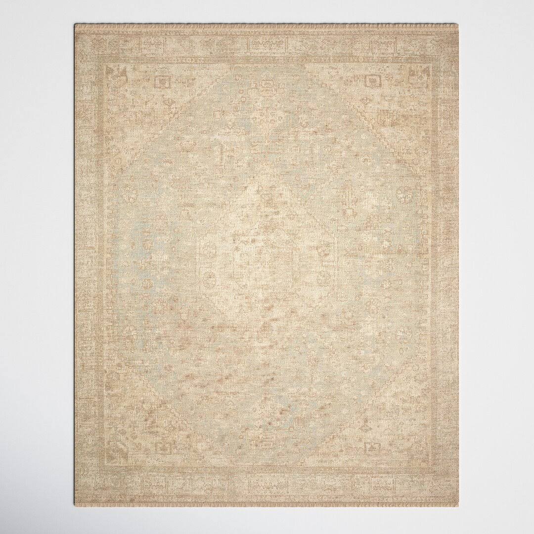 Amanda Oriental Hand-Woven Flatweave Ocean/Ivory Indoor Use Only Area Rug Joss & Main Rug Size: Rectangle 5' x 7'6"