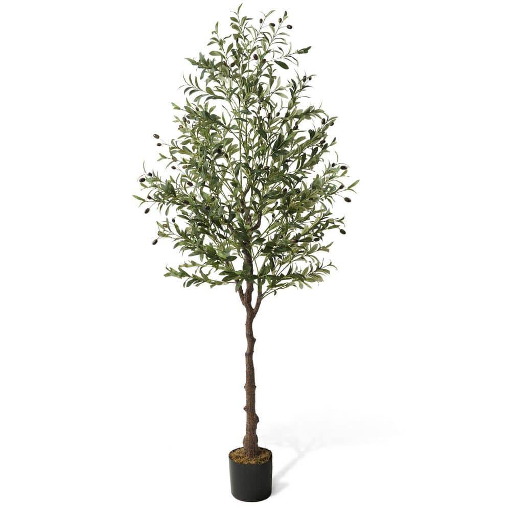 Fencer Wire 6 ft. Green Artificial Olive Tree, Faux Plant in Pot for Indoor Home Office Modern Decoration - Product image 1