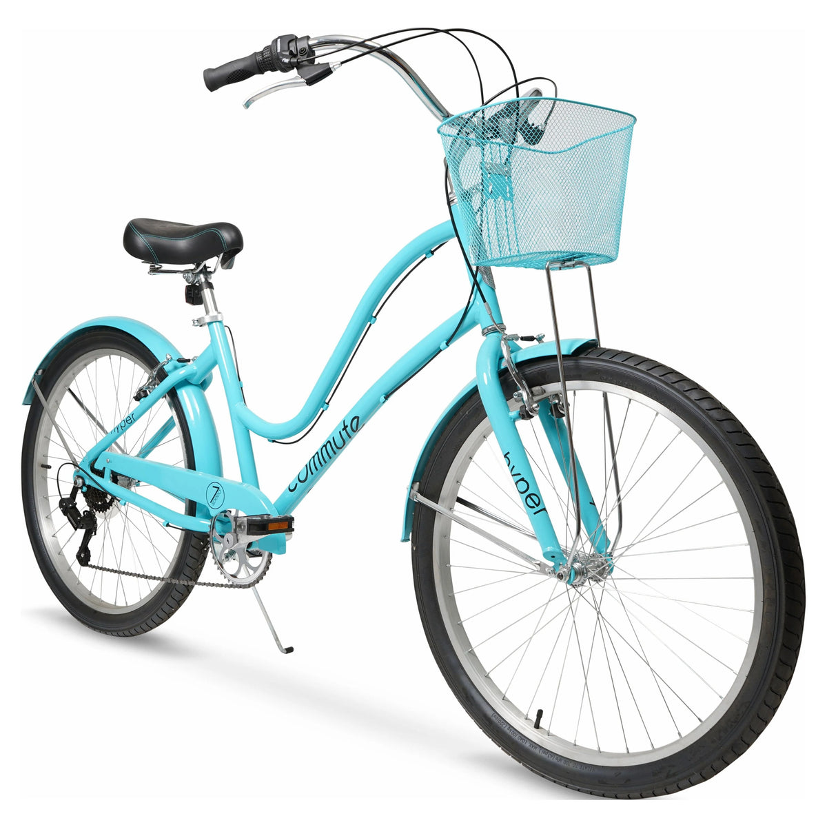 Hyper Bicycle 26" Woman'S Commute Bike with Basket, Neon Teal - Product image 11