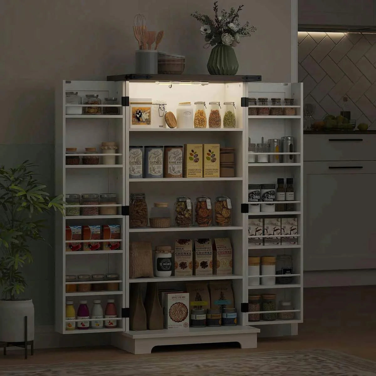 Spaco 17 - Tier Kitchen Small Pantry Cabinet with 2 Doors and 6 Adjustable Shelves, Cabinet Pantry - Product image 23