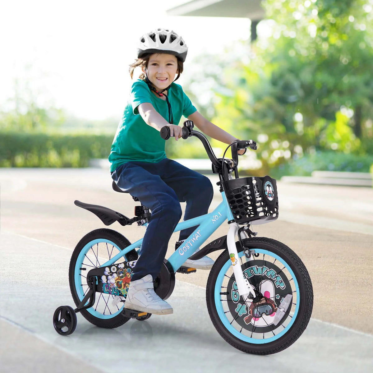Costway 16" Kid'S Bike for 4 - 7 with Height - Adjustable Handlebar & Saddle Handbrake Blue - Product image 2