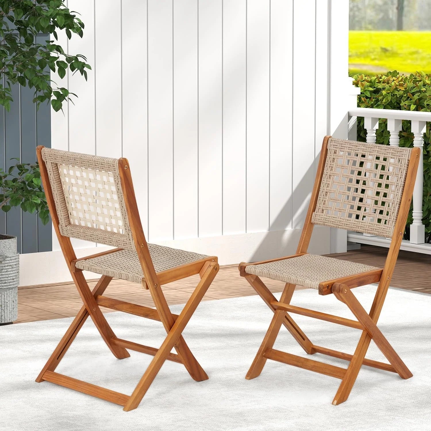 AECOJOY Acacia Wood Outdoor Dining Table for 4, Foldable Top Patio Table with Wheels - Product image 10