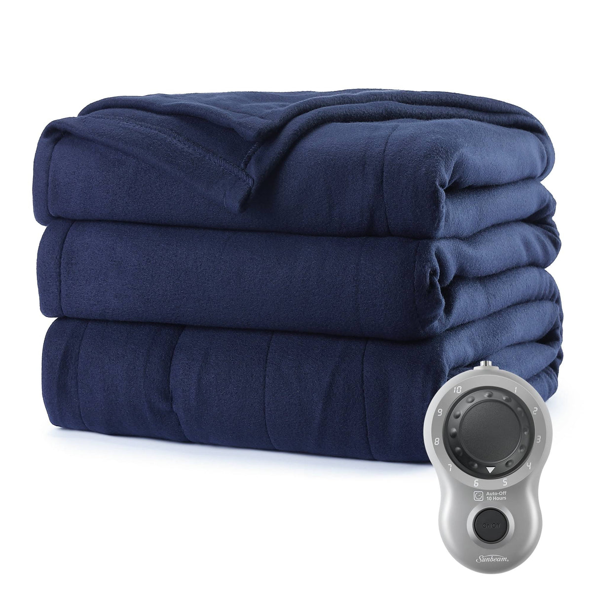 Sunbeam Heated Electric Blanket, Bedding, Full, Fleece, Poseidon Blue - Product image 1