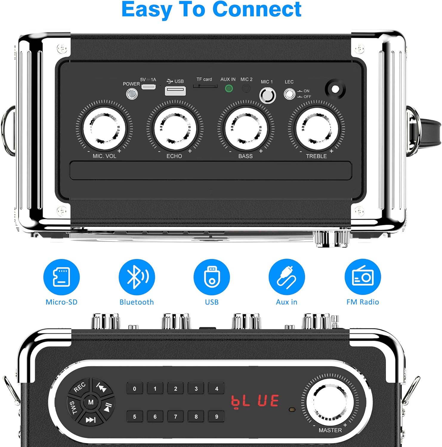 JYX Karaoke Machine, with 3 Wireless Microphones and DJ Lights, Bluetooth Speaker for Family Gatherings/Outdoor Camping/Beach Party