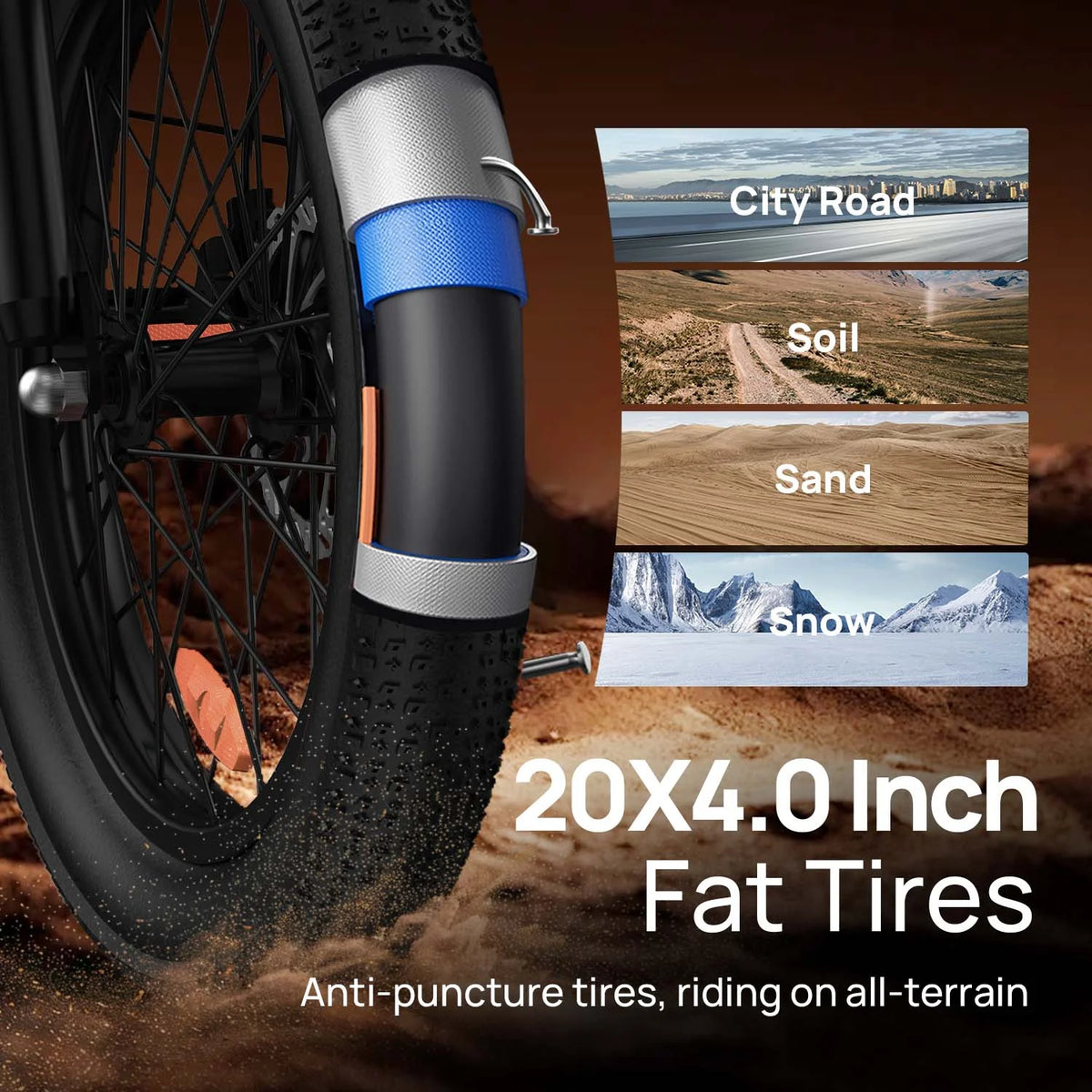 URLIFE 20" Electric Bike for Adults, 1000W Peak Motor, 48V 13AH Remobavle Battery, 7 - Product image 5