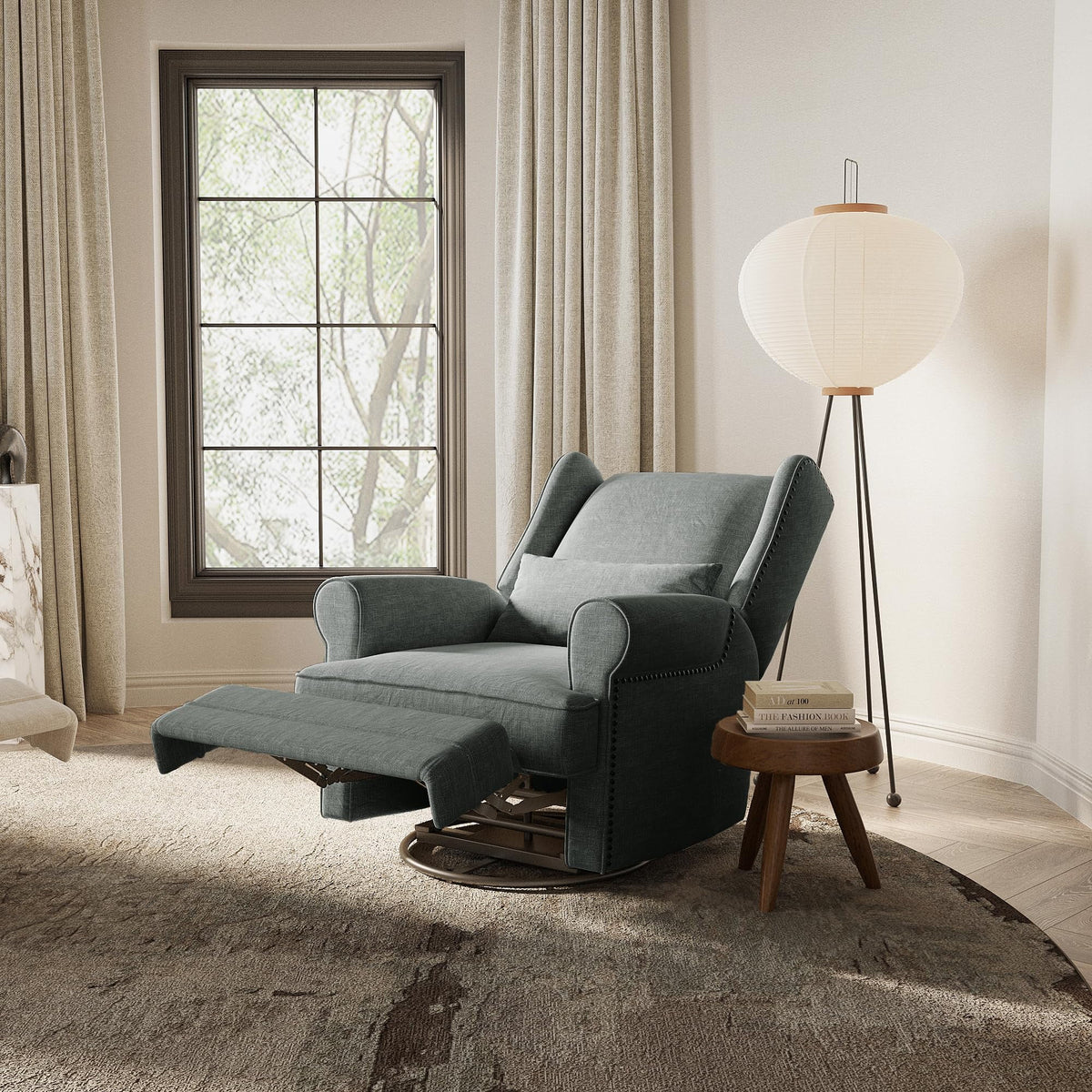 Royalcraft Swivel Nursery Glider Recliner, Comfy Upholstered Glider Chair with Lumbar Pillow and Footrest - Product image 19