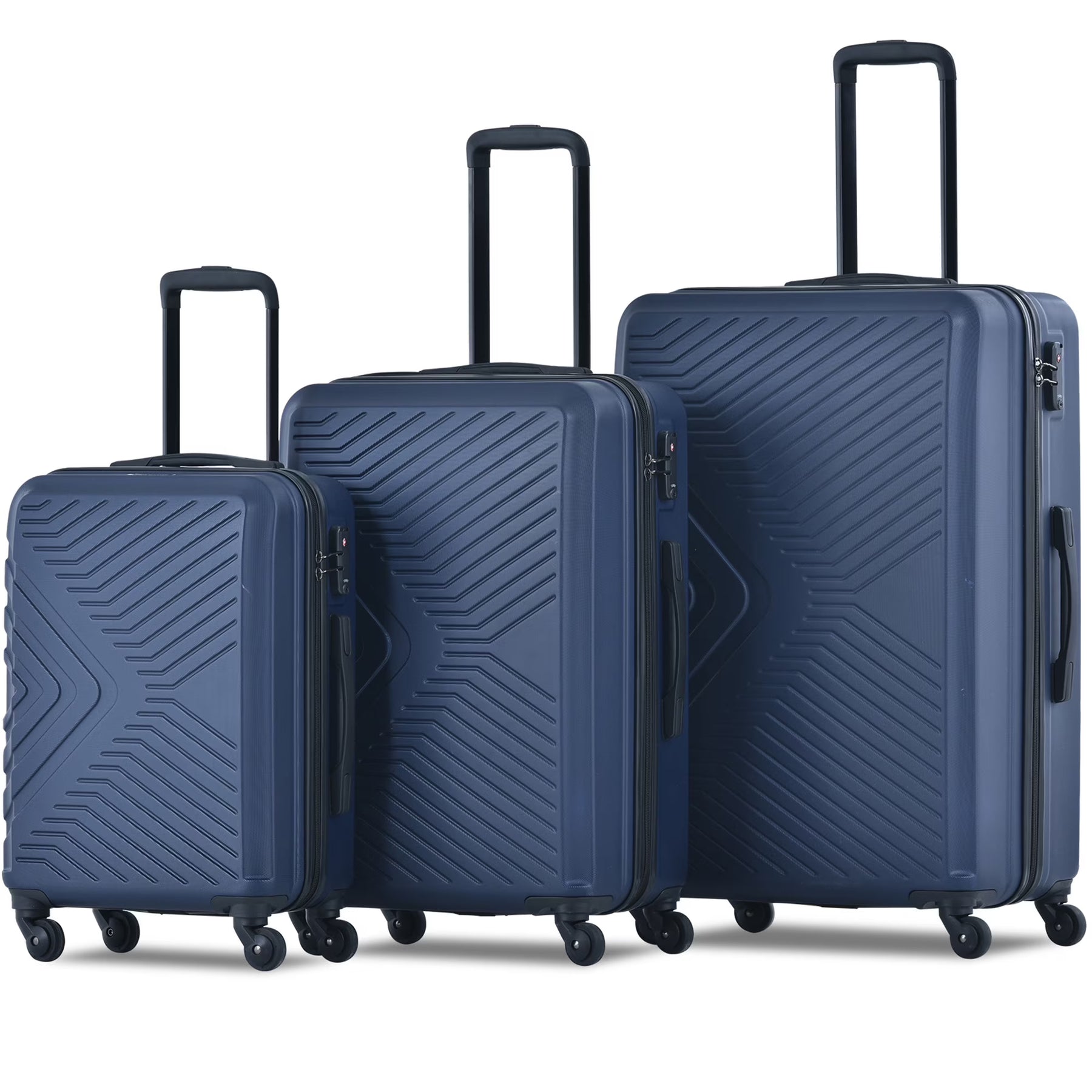 3 Piece Blue Luggage Travel Set, 20" 24" 28" Carry on Luggage with Spinner Wheels - Product image 5