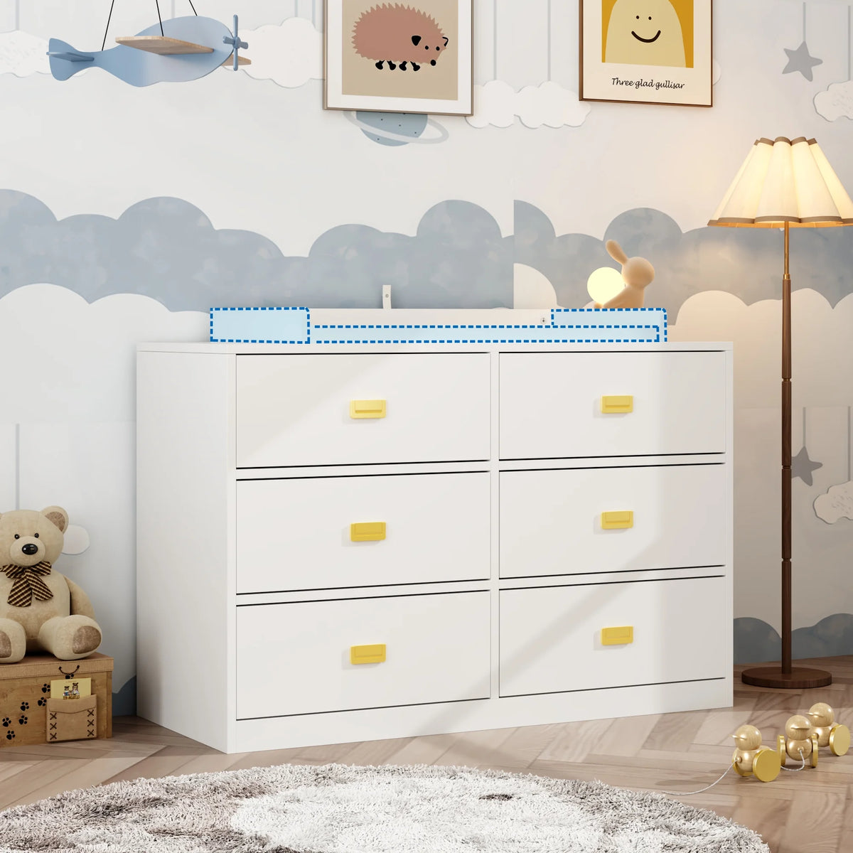 OXYLIFE 45" Baby Nursery Changing Table Dresser with 4 Drawers and Shelf for Nursery Room, White - Product image 80