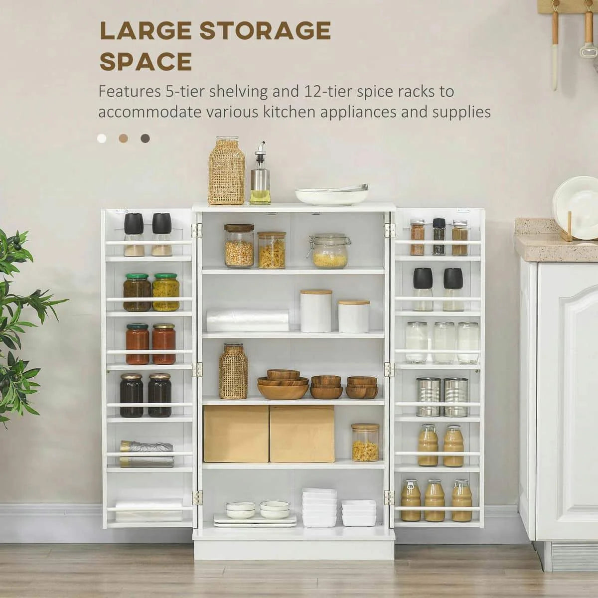 Spaco 17 - Tier Kitchen Small Pantry Cabinet with 2 Doors and 6 Adjustable Shelves, Cabinet Pantry - Product image 48
