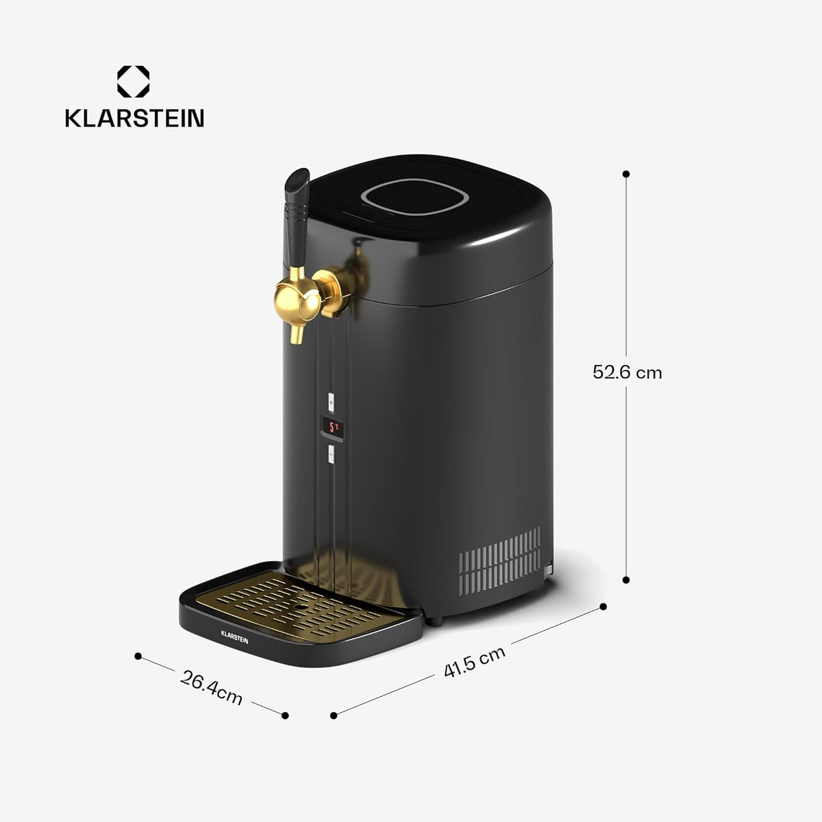 Klarstein FrostBrew Beer Tap - CO₂ Pressure System 5L Kegs Thermoelectric Cooling 3-12°C Pull Lever Black/Gold