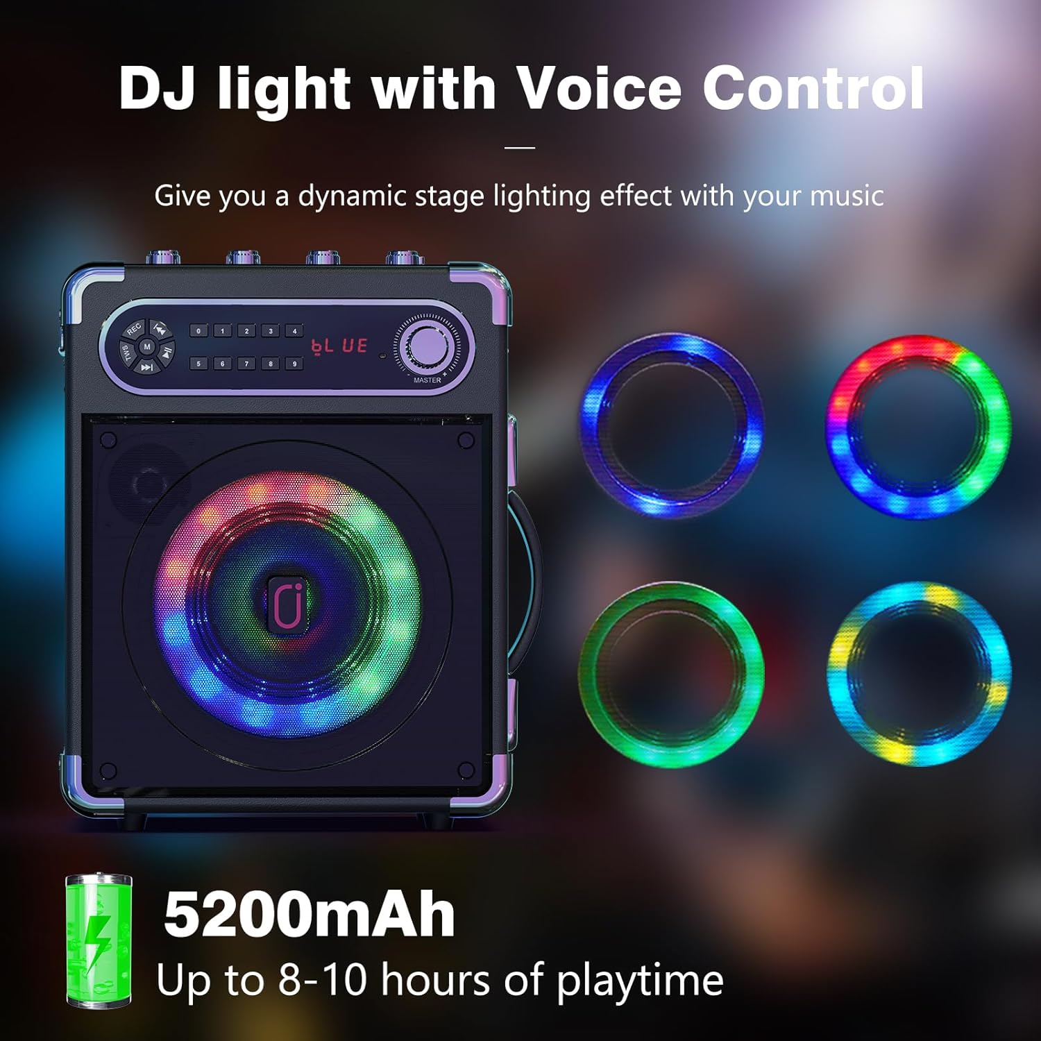 JYX Karaoke Machine, with 3 Wireless Microphones and DJ Lights, Bluetooth Speaker for Family Gatherings/Outdoor Camping/Beach Party