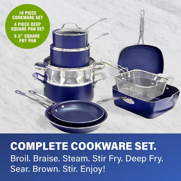 Classic Blue 20 - Piece Aluminum Ultra - Durable Non - Stick Diamond Infused Cookware and Bakeware Set - Product image 2