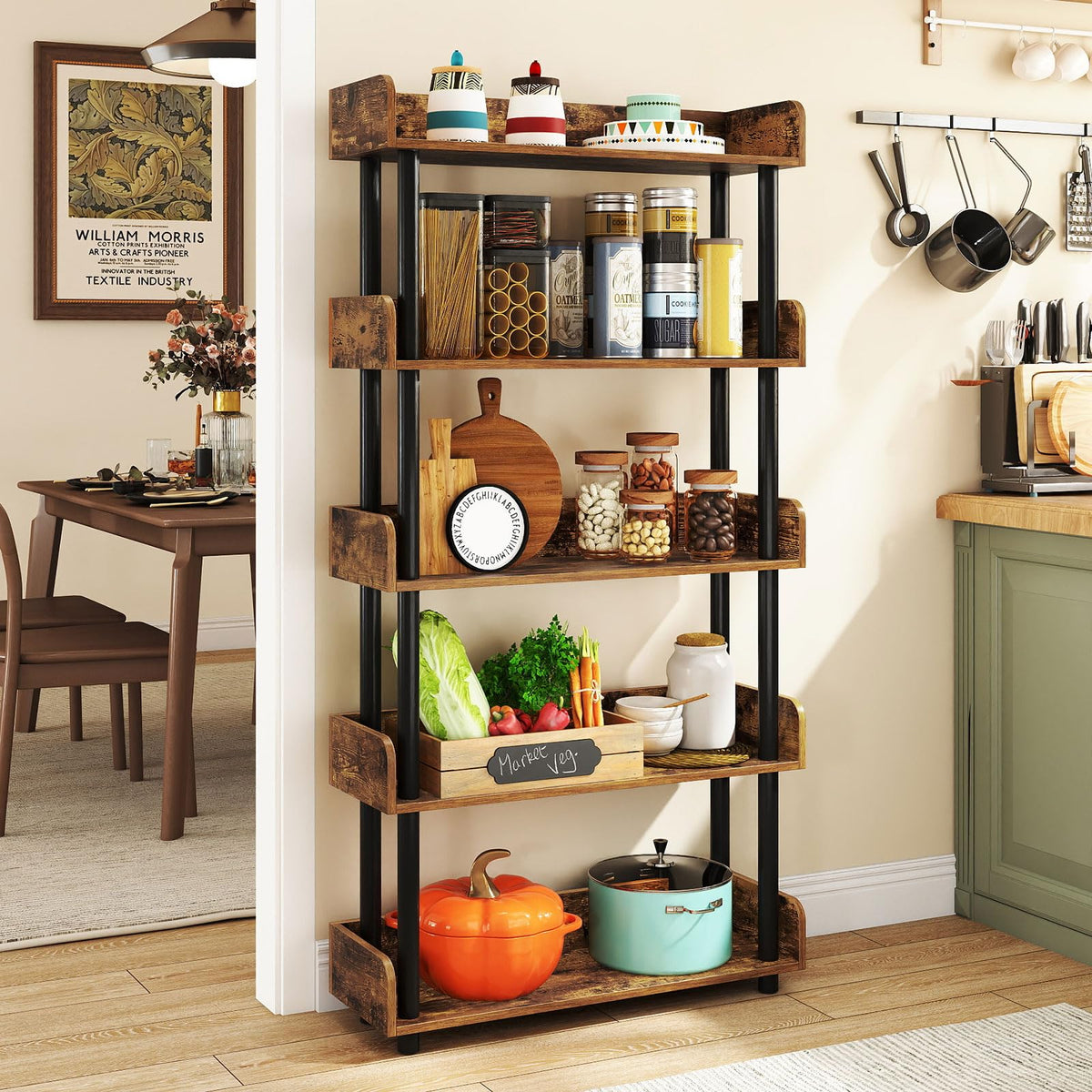 Tangkula 5-Tier Open Bookcase with Industrial Storage Unit - Product image 4