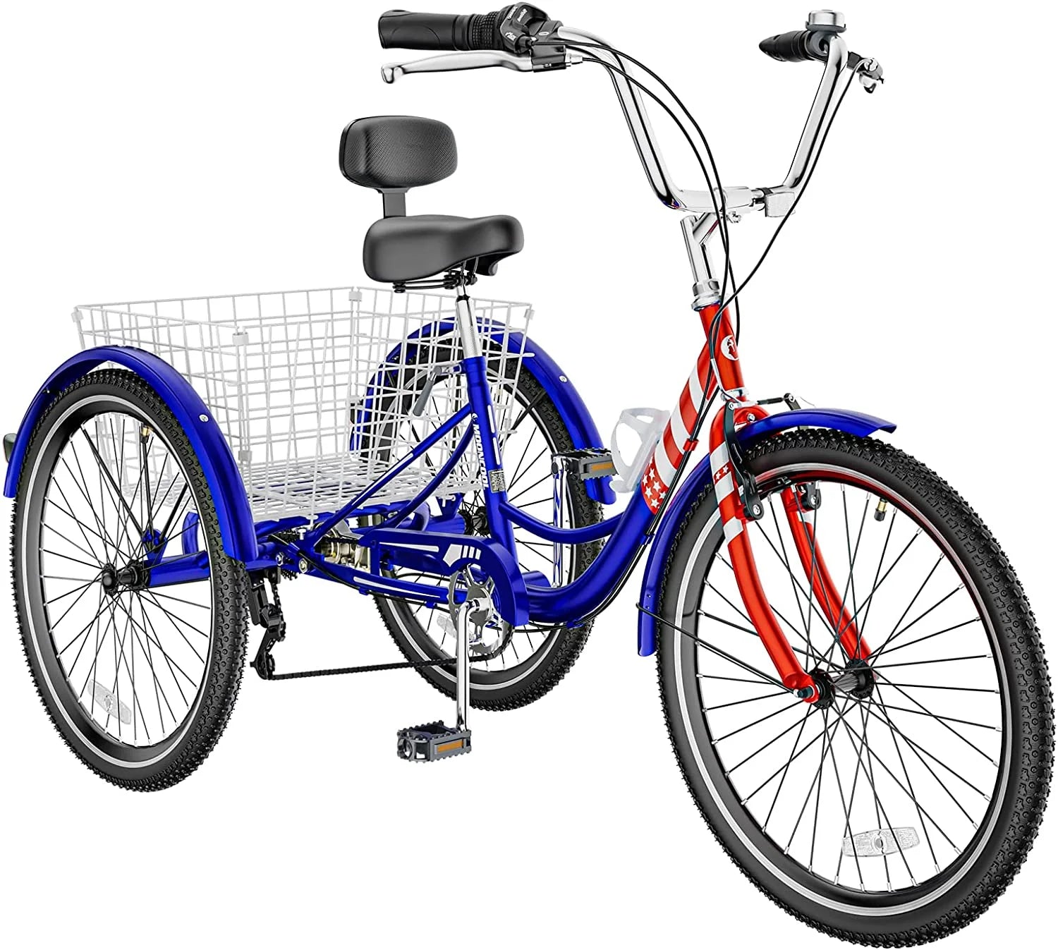 MOONCOOL Adult Tricycles with Rear Basket & Inflator, 24 26 in 7 Speed 3 Wheel Bikes, Three - Product image 135