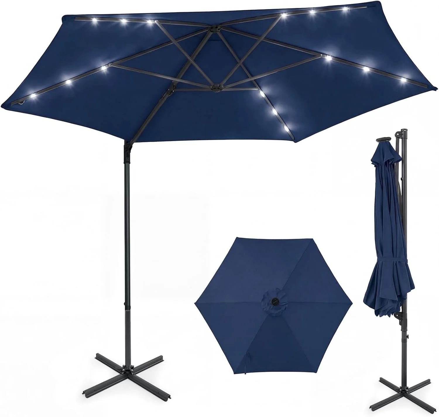 Tangkula 10ft Patio Offset Cantilever Outdoor Umbrella with LED Lights - Product image 11