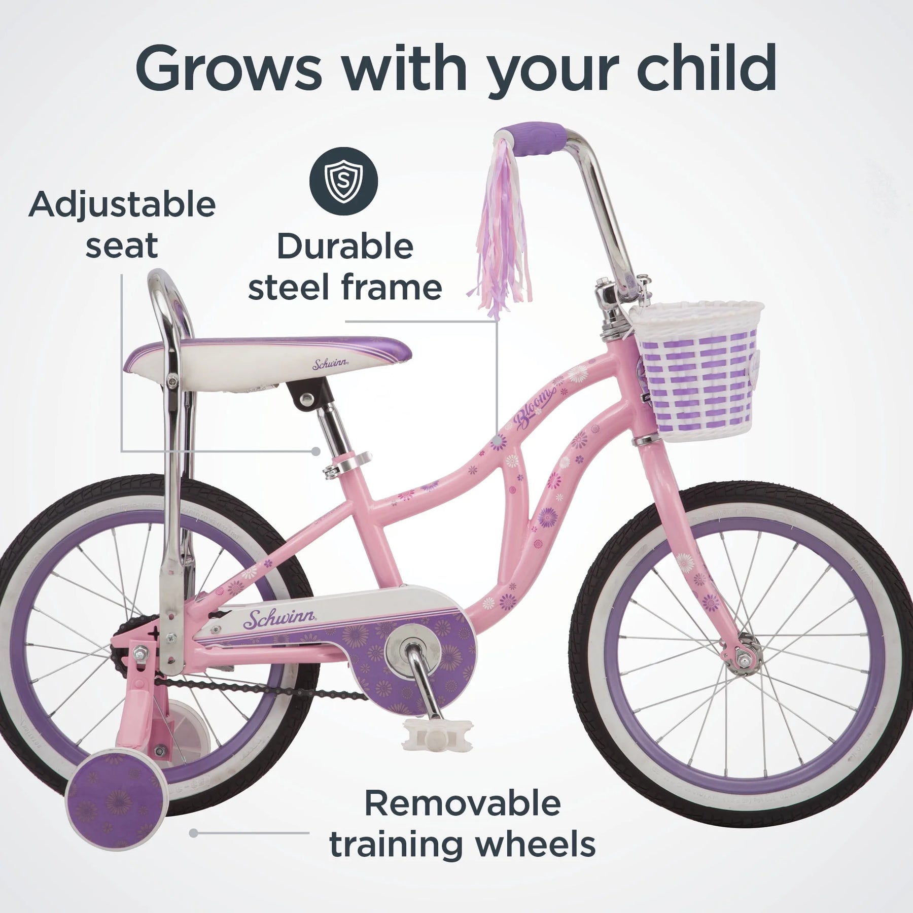 Schwinn Bloom 16 - In. Kid'S Bike with Training Wheels, Pink Child Bicycle