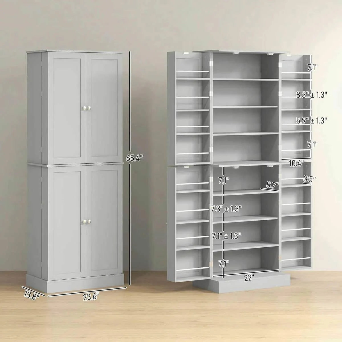Spaco 17 - Tier Kitchen Small Pantry Cabinet with 2 Doors and 6 Adjustable Shelves, Cabinet Pantry - Product image 62