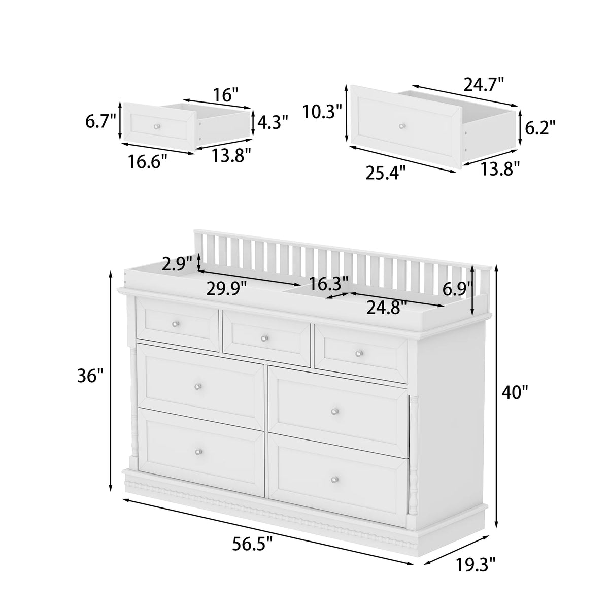 OXYLIFE 45" Baby Nursery Changing Table Dresser with 4 Drawers and Shelf for Nursery Room, White - Product image 63