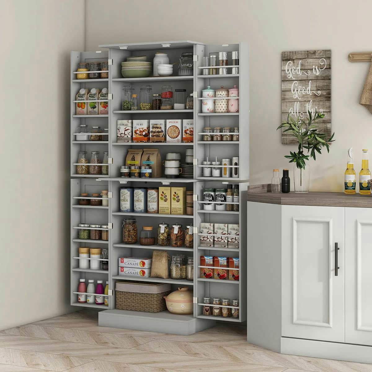 Spaco 17 - Tier Kitchen Small Pantry Cabinet with 2 Doors and 6 Adjustable Shelves, Cabinet Pantry - Product image 61