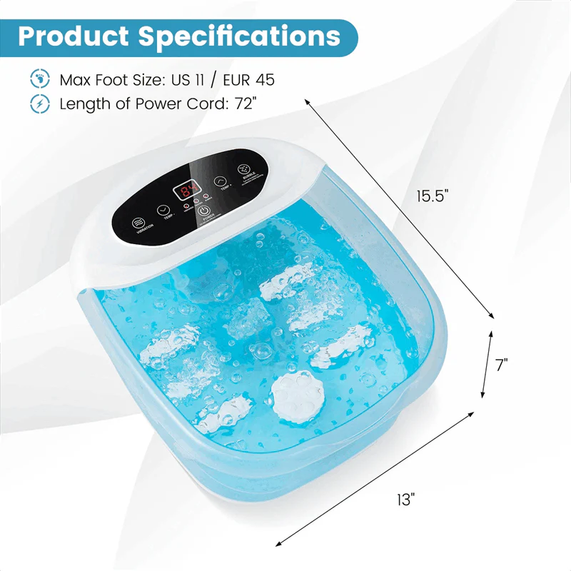 Foot Spa Bath Massager w/ Heat, Bubbles & Vibration Mode, Digital Temp Control, 12 Rollers, Pedicure Stone - Product image 3