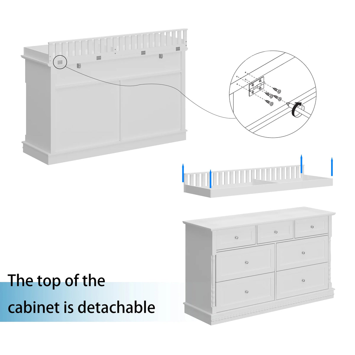 OXYLIFE 45" Baby Nursery Changing Table Dresser with 4 Drawers and Shelf for Nursery Room, White - Product image 65
