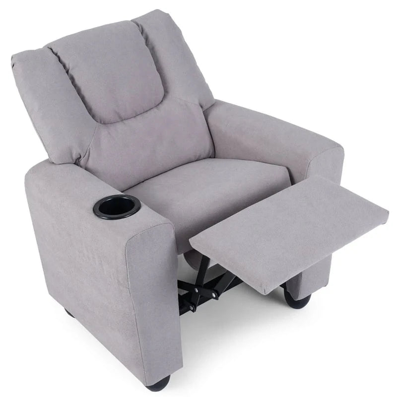 Kids Recliner Chair with Cup Holder & Side Pocket, Adjustable Toddler Lounge Sofa, Ergonomic Children Armchairs for Boys Girls Age 3+, 150lbs