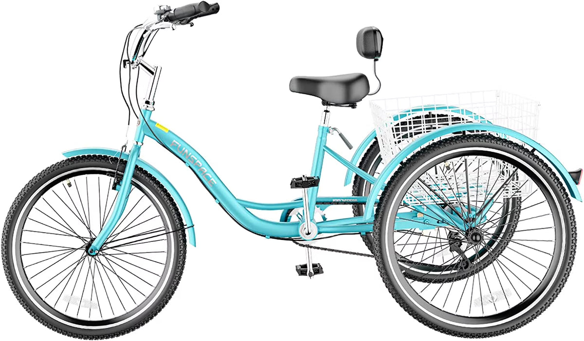 MOONCOOL Adult Tricycles with Rear Basket & Inflator, 24 26 in 7 Speed 3 Wheel Bikes, Three - Product image 43