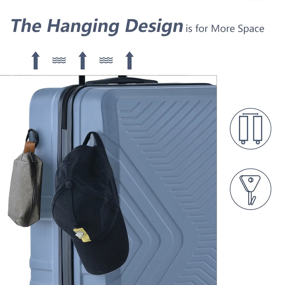3 Piece Blue Luggage Travel Set, 20" 24" 28" Carry on Luggage with Spinner Wheels - Product image 8