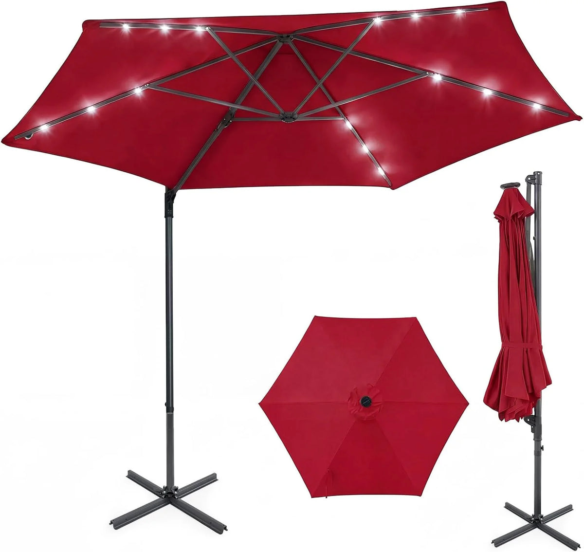 Tangkula 10ft Patio Offset Cantilever Outdoor Umbrella with LED Lights - Product image 12