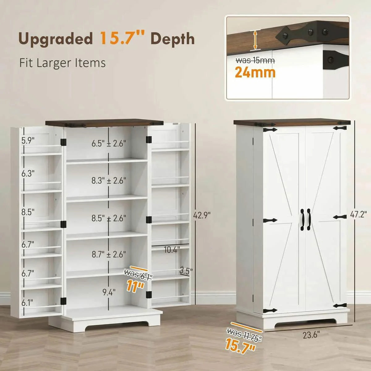 Spaco 17 - Tier Kitchen Small Pantry Cabinet with 2 Doors and 6 Adjustable Shelves, Cabinet Pantry - Product image 27