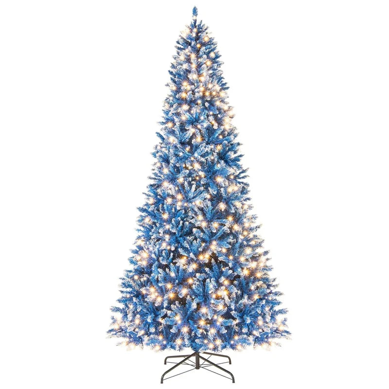 6/7/8/9 FT Pre-Lit Christmas Tree, Blue Hinged Xmas Tree with Frosted PVC Tips, Warm White LED Lights - Product image 4