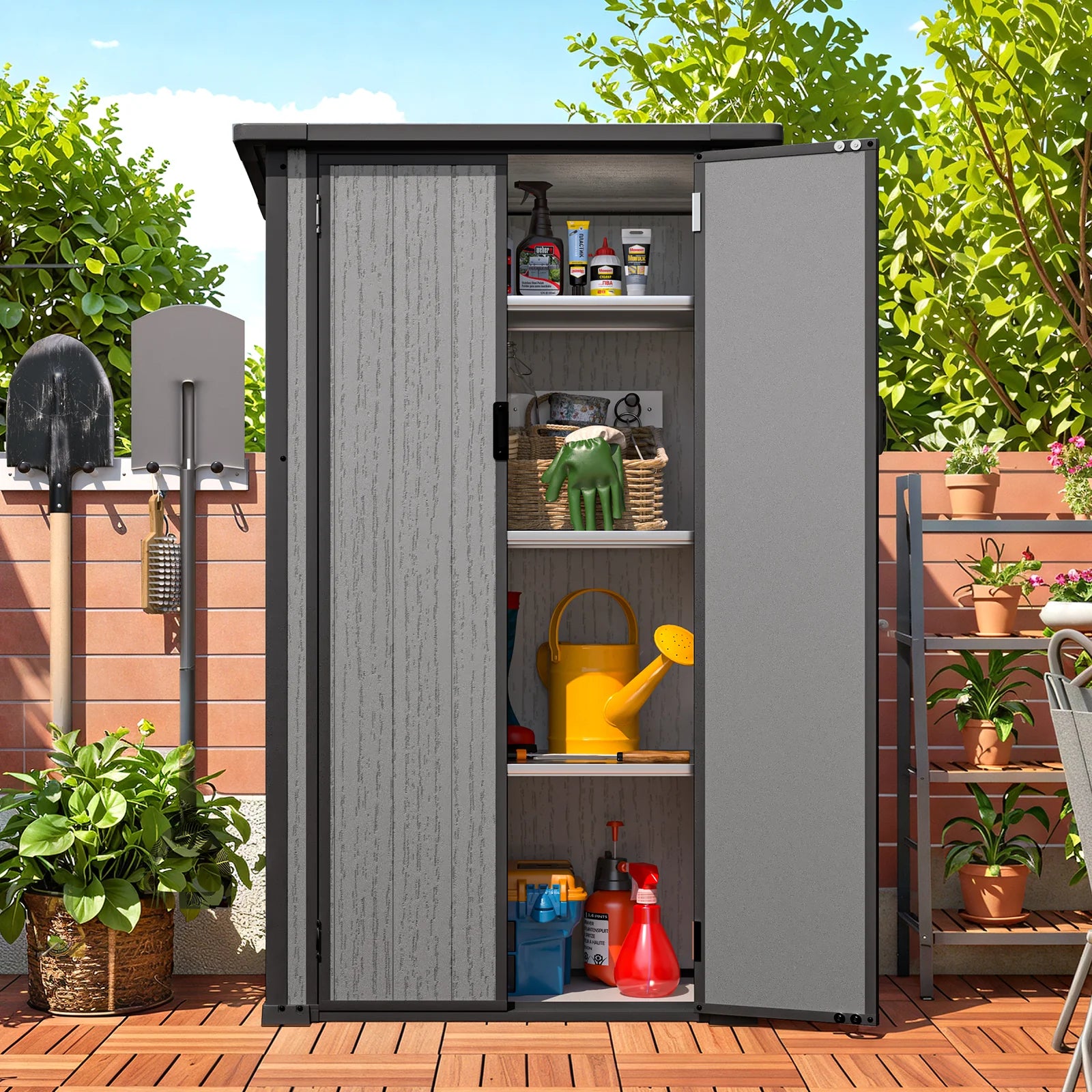 AECOJOY Tall Resin Outdoor Storage Cabinet Waterproof with Adjustable Shelves - Product image 3