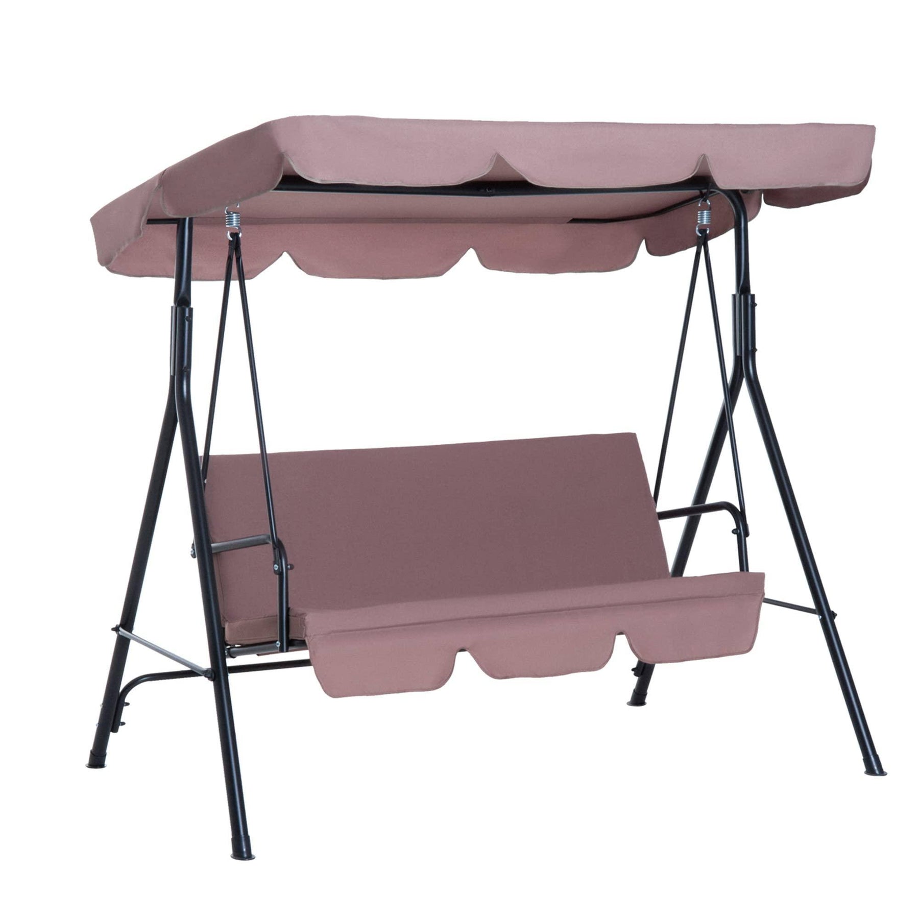 Outsunny Steel Outdoor Porch Swing Lounge Chair 3 Person with Top Canopy - Brown - Product image 1
