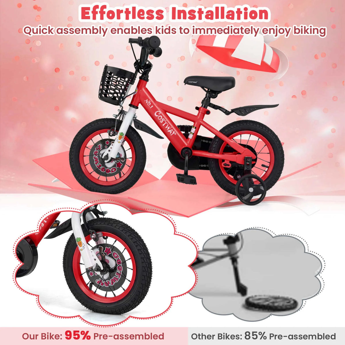 Costway 16" Kid'S Bike for 4 - 7 with Height - Adjustable Handlebar & Saddle Handbrake Blue - Product image 35