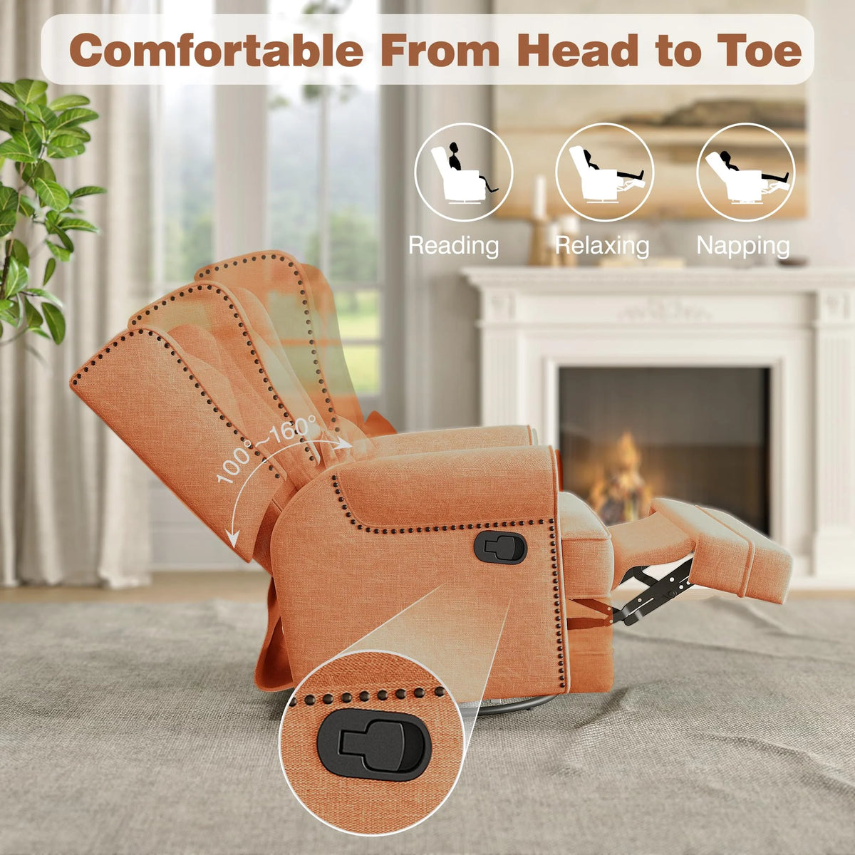 Royalcraft Swivel Nursery Glider Recliner, Comfy Upholstered Glider Chair with Lumbar Pillow and Footrest - Product image 26