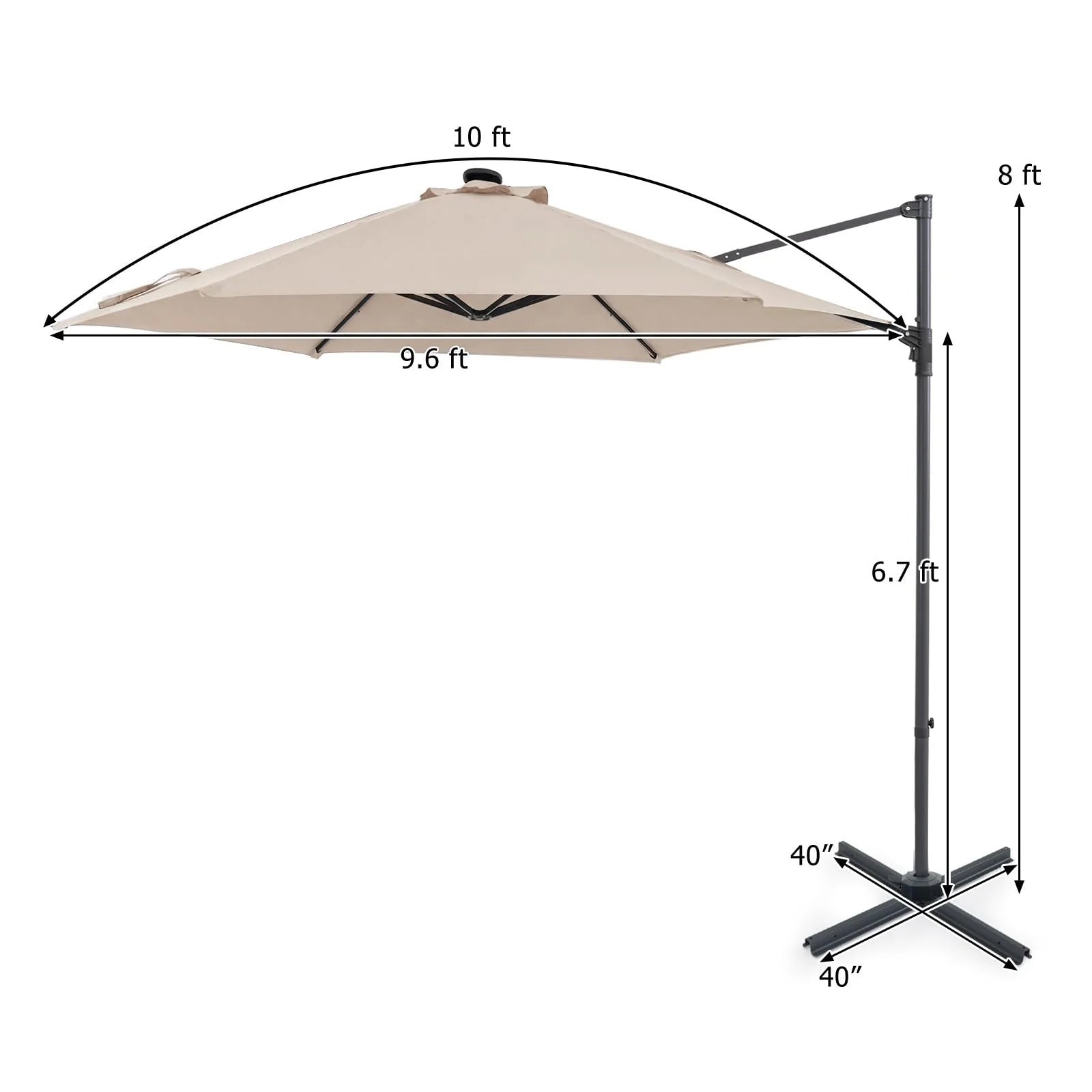 Tangkula 10ft Patio Offset Cantilever Outdoor Umbrella with LED Lights - Product image 3