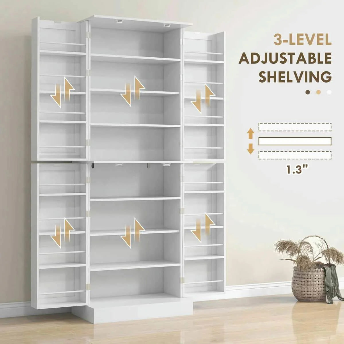 Spaco 17 - Tier Kitchen Small Pantry Cabinet with 2 Doors and 6 Adjustable Shelves, Cabinet Pantry - Product image 54