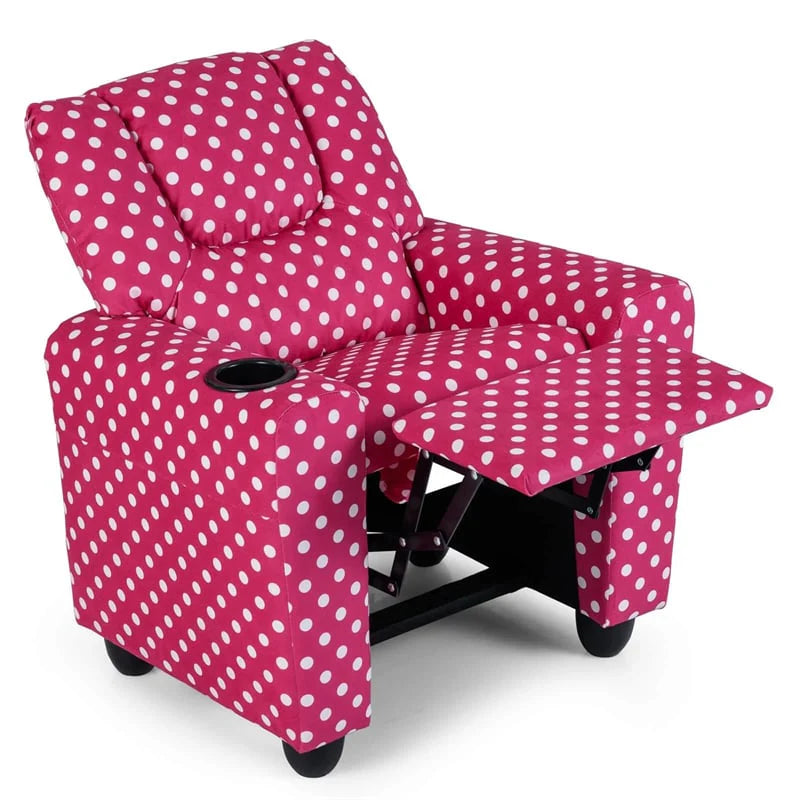 Kids Recliner Chair with Cup Holder & Side Pocket, Adjustable Toddler Lounge Sofa, Ergonomic Children Armchairs for Boys Girls Age 3+, 150lbs