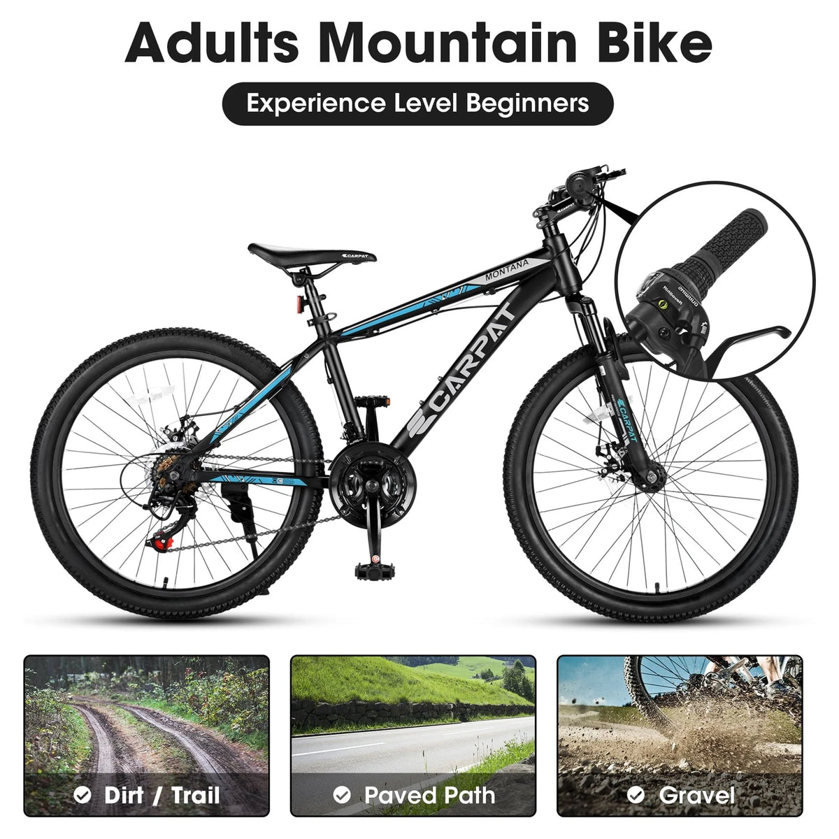 26" Mountain Bike, Aluminum Mountain Bike for Adult with Disc Brakes & Suspension - Product image 4