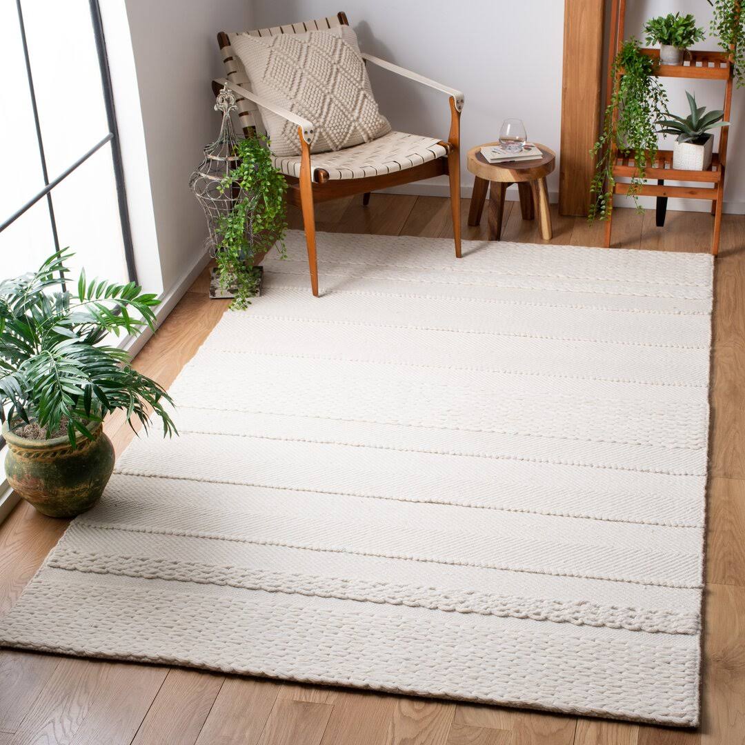 Brookneal Striped Hand-Woven Flatweave Wool/Cotton Natural Area Rug Beachcrest Home Rug Size - Product image 1