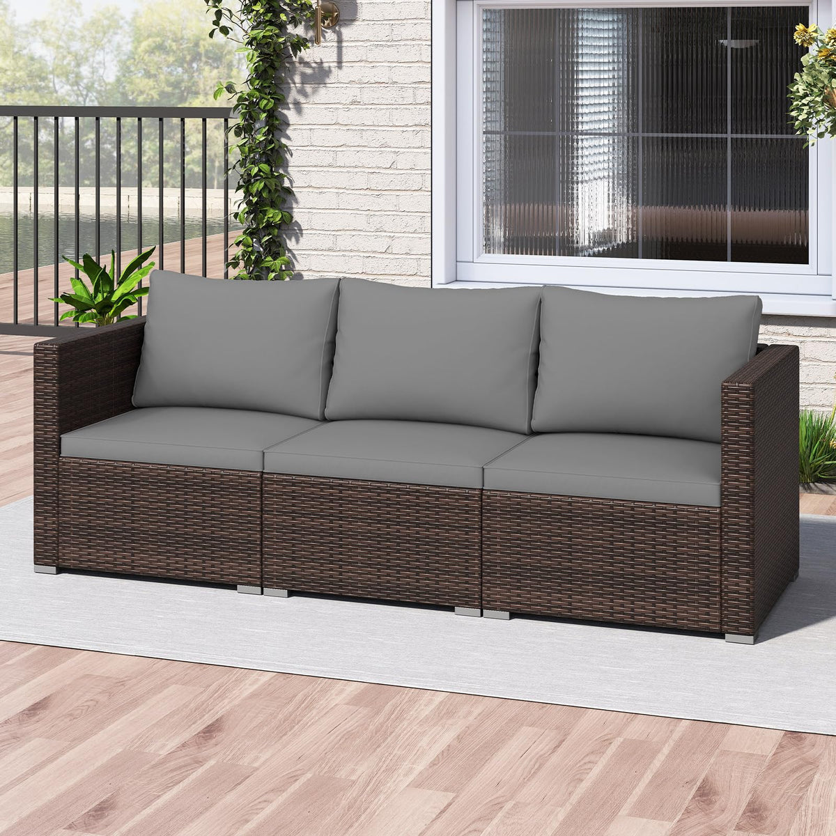 Tangkula 3 Pieces Patio Sectional Sofa Set with Soft Cushions - Product image 4
