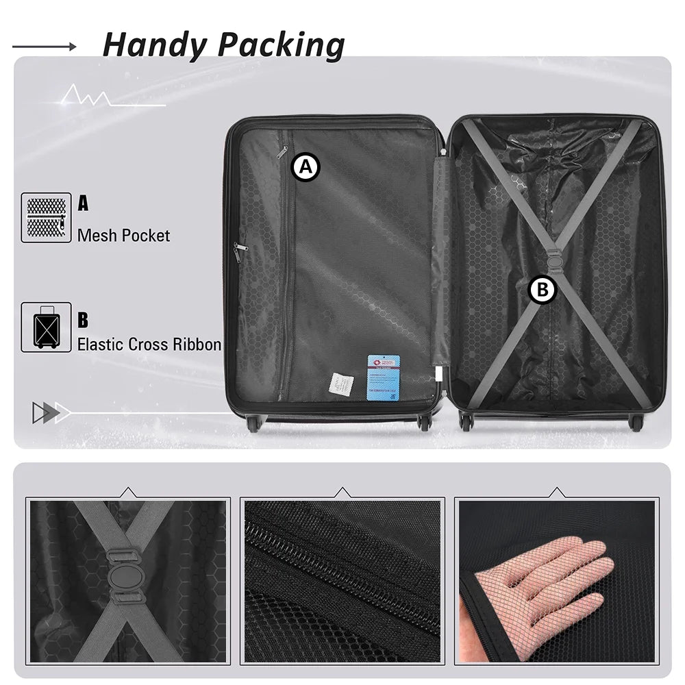 3 Piece Blue Luggage Travel Set, 20" 24" 28" Carry on Luggage with Spinner Wheels - Product image 16
